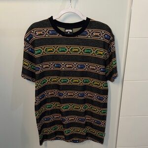 HUF Black Multicolor Patterned Short Sleeve Tee